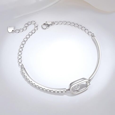 14K أبيض الذهب 0.3CT D-Color VS2 BACELECT Round Diamond Bangle للنساء ، مجوهرات الماس المثالية لكل مناسبة in Saudi Arabia
