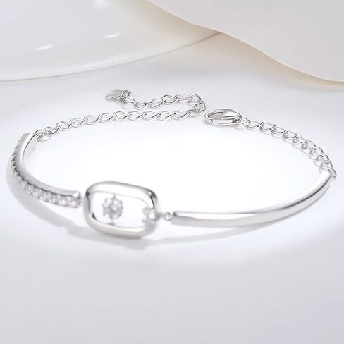 14K أبيض الذهب 0.3CT D-Color VS2 BACELECT Round Diamond Bangle للنساء ، مجوهرات الماس المثالية لكل مناسبة in Saudi Arabia