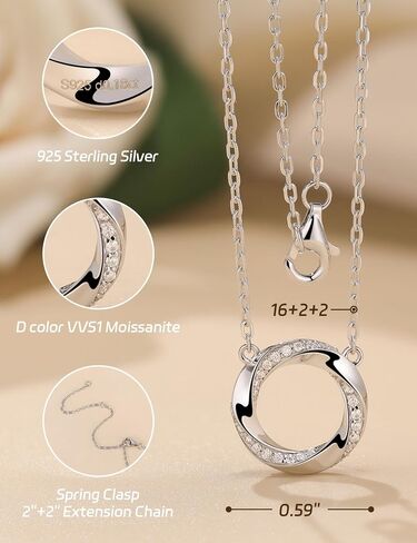 getlove Moissanite Infinity Necklace 925 Sterling Silver Moebius Circle Necklace Anniversary Love Infinity Pendant for Her Wife Birthday Eternity Jewelry Gifts in Kuwait