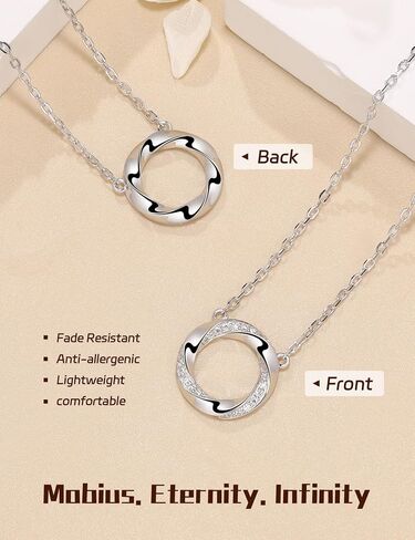 getlove Moissanite Infinity Necklace 925 Sterling Silver Moebius Circle Necklace Anniversary Love Infinity Pendant for Her Wife Birthday Eternity Jewelry Gifts in Kuwait