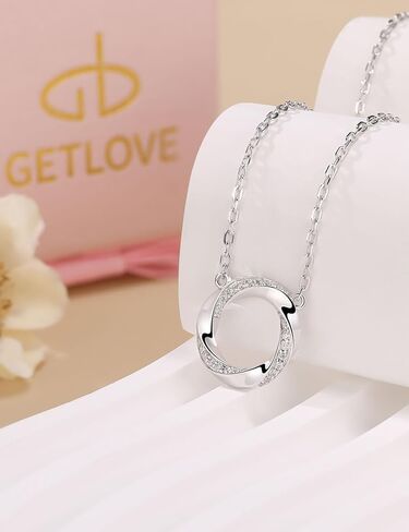 getlove Moissanite Infinity Necklace 925 Sterling Silver Moebius Circle Necklace Anniversary Love Infinity Pendant for Her Wife Birthday Eternity Jewelry Gifts in Kuwait