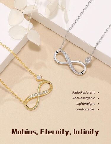 getlove Moissanite Infinity Necklace 925 Sterling Silver Moebius Circle Necklace Anniversary Love Infinity Pendant for Her Wife Birthday Eternity Jewelry Gifts in Kuwait