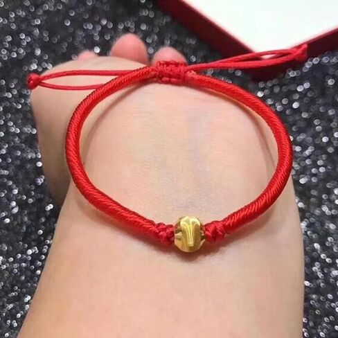 سوار ذهبي صفراء نقي 24 كيلو باسر 3D Cat'eye Bead 10mm Red String Bracelet 6inl in Saudi Arabia