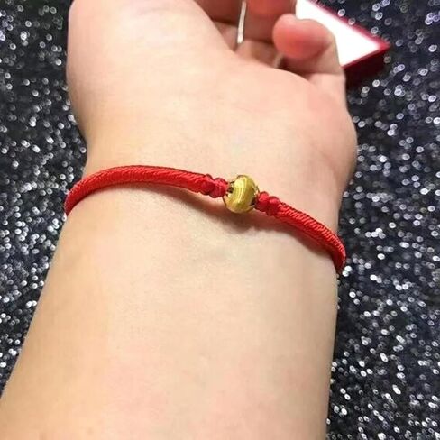 سوار ذهبي صفراء نقي 24 كيلو باسر 3D Cat'eye Bead 10mm Red String Bracelet 6inl in Saudi Arabia