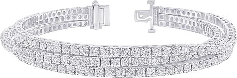 2-20 Carat (ctw) White Gold Round Cut LAB GROWN Diamond Round Cut Triple Strand Flexible Diamond Tennis Bracelet (Color D-E Clarity VS1-VS2) in Kuwait