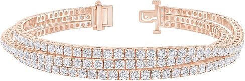 2-20 Carat (ctw) White Gold Round Cut LAB GROWN Diamond Round Cut Triple Strand Flexible Diamond Tennis Bracelet (Color D-E Clarity VS1-VS2) in Saudi Arabia