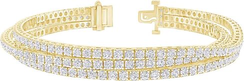 2-20 Carat (ctw) White Gold Round Cut LAB GROWN Diamond Round Cut Triple Strand Flexible Diamond Tennis Bracelet (Color D-E Clarity VS1-VS2) in Kuwait