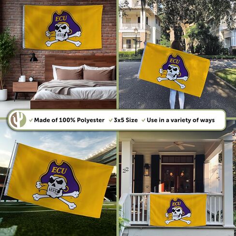 Desert Cactus East Carolina University Flag Pirates ECU Flags Banners 100% Polyester Indoor Outdoor 3x5 (Style A) in Kuwait
