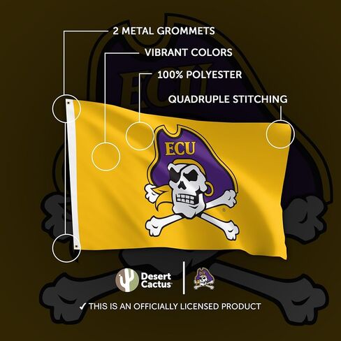 Desert Cactus East Carolina University Flag Pirates ECU Flags Banners 100% Polyester Indoor Outdoor 3x5 (Style A) in Kuwait