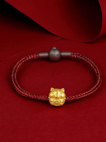 24K Solid Gold Bracelet, Real Pure Gold Jewelry Charm Bracelet Dainty Lucky Chinese Zodiac Rabbit Dragon Dog Piggy for Women Men Girlfriend in Saudi Arabia