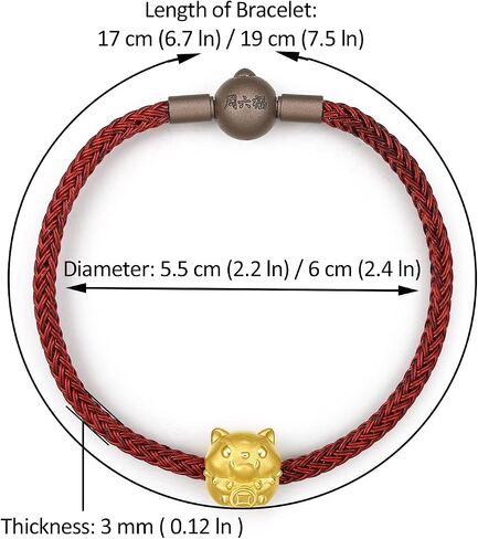 24K Solid Gold Bracelet, Real Pure Gold Jewelry Charm Bracelet Dainty Lucky Chinese Zodiac Rabbit Dragon Dog Piggy for Women Men Girlfriend in Saudi Arabia