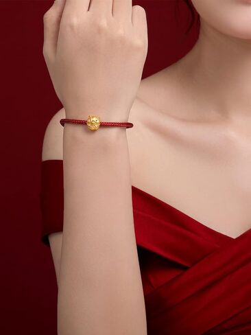 24K Solid Gold Bracelet, Real Pure Gold Jewelry Charm Bracelet Dainty Lucky Chinese Zodiac Rabbit Dragon Dog Piggy for Women Men Girlfriend in Saudi Arabia
