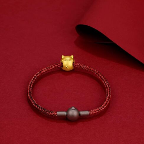 24K Solid Gold Bracelet, Real Pure Gold Jewelry Charm Bracelet Dainty Lucky Chinese Zodiac Rabbit Dragon Dog Piggy for Women Men Girlfriend in Saudi Arabia
