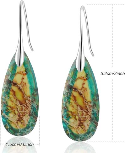 Natural Healing Stone Fishhoop Dangle Drop Earrings Statement Gold silver earrings in Saudi Arabia