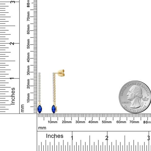 GEM Stone King 14K Gold Gold Golstoster و White Lab Clars Diamond Long Loner arocrings for Women | Marquise 6x3mm | أقراط السلسلة الذهبية الصفراء in Saudi Arabia
