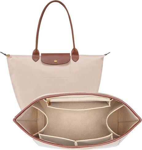 منظم محفظة محفوظات إدراج Longchamp le pliage l حقيبة اليد الحافة الجلدية منظم Longchamp إدراج (بيج ، كبير) in Kuwait