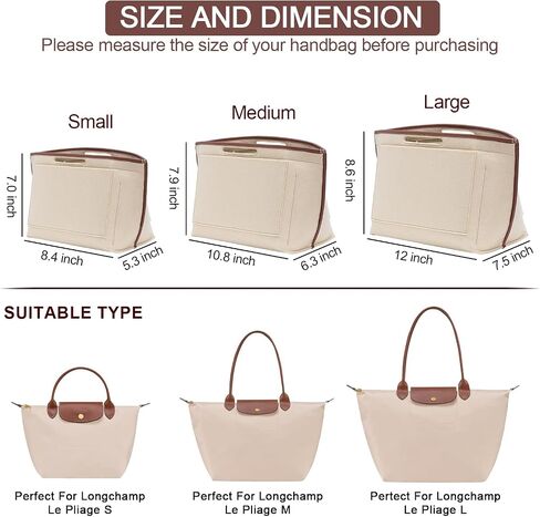 منظم محفظة محفوظات إدراج Longchamp le pliage l حقيبة اليد الحافة الجلدية منظم Longchamp إدراج (بيج ، كبير) in Kuwait