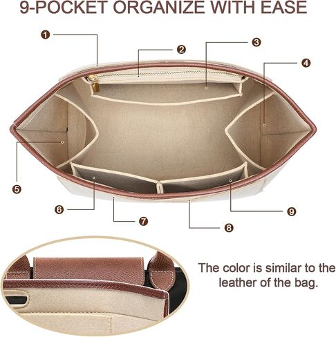 منظم محفظة محفوظات إدراج Longchamp le pliage l حقيبة اليد الحافة الجلدية منظم Longchamp إدراج (بيج ، كبير) in Kuwait
