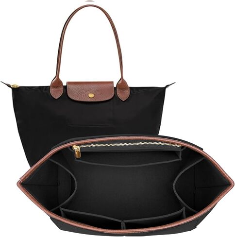 منظم محفظة محفوظات إدراج Longchamp le pliage l حقيبة اليد الحافة الجلدية منظم Longchamp إدراج (بيج ، كبير) in Kuwait