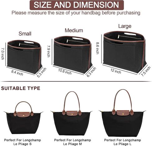 منظم محفظة محفوظات إدراج Longchamp le pliage l حقيبة اليد الحافة الجلدية منظم Longchamp إدراج (بيج ، كبير) in Kuwait