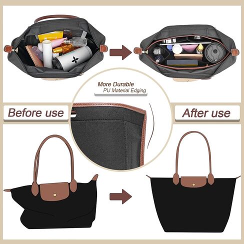 منظم محفظة محفوظات إدراج Longchamp le pliage l حقيبة اليد الحافة الجلدية منظم Longchamp إدراج (بيج ، كبير) in Kuwait