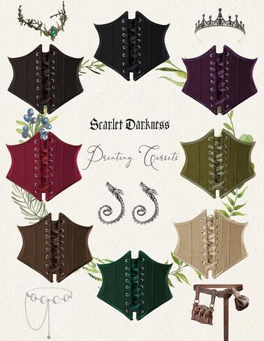 Scarlet Darkness Corset Belt for Women Lace Up Boned Underbust Corset Waist Belts in Saudi Arabia