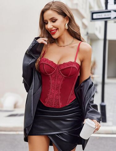 Avidlove Corset Tops for Women Lace Bustier Top underwire Sexy Halloween Exotic Slim Fit Bralette in Kuwait