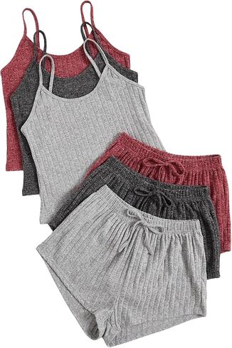 SEGT Women's 3 مجموعات للنساء Pajamas Pajamas محصول Cami Top و Shorts PJS in Kuwait