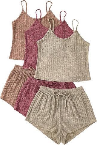 SEGT Women's 3 مجموعات للنساء Pajamas Pajamas محصول Cami Top و Shorts PJS in Kuwait