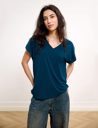 GYS Bamboo Viscose T Shirts for Women, Short Sleeve V Neck Tee, Soft Pajama Tops in Kuwait