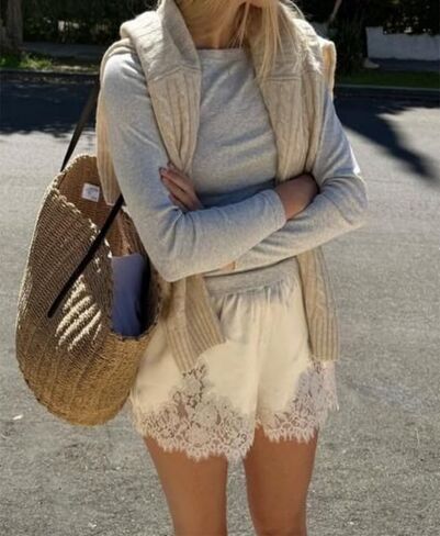 Women Satin Silk Lace Trim Shorts Lace Floral Patchwork Silky Slip Shorts Comfy Pajamas Bottoms Satin Pettipants in Saudi Arabia