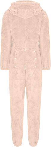 Butt Flap Onesie Pjs for Adults Womens Fleece Hooded One Piece Pajamas V Neck Fluffy Jumpsuit for Women in Kuwait