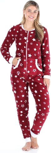 Frankie & Johnny Women's Fleece Non-Footed Onesie Loungewear Pajamas in Saudi Arabia