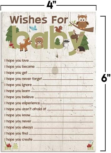 Amanda Creation Gold & Silver Twinkle Little Star Gender Neutral Baby Wishes Cards 20, 4"x6" - Fun Activity for Baby Showers - Keepsakes Last Generations - Fill-In, Double-Sided Cards in Saudi Arabia