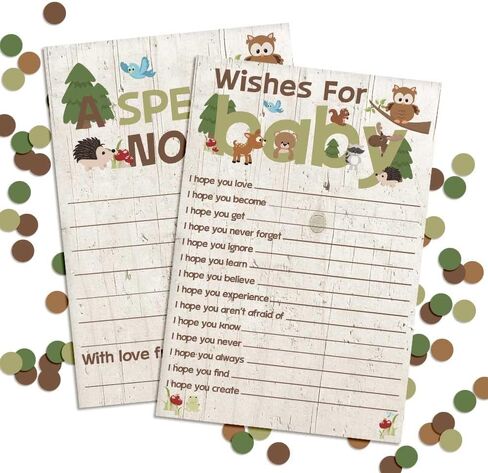 Amanda Creation Gold & Silver Twinkle Little Star Gender Neutral Baby Wishes Cards 20, 4"x6" - Fun Activity for Baby Showers - Keepsakes Last Generations - Fill-In, Double-Sided Cards in Saudi Arabia