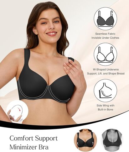 Popilush Minimizer Bras for Women Full Coverage Underwire, Plus Size Bra with Supportive & Comfortable for Large Breasts in Saudi Arabia