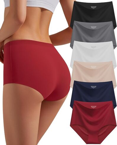 Womens Seamless Underwear High Waisted Full Coverage Briefs No Show Soft Breathable Panties 6 Pack in Kuwait