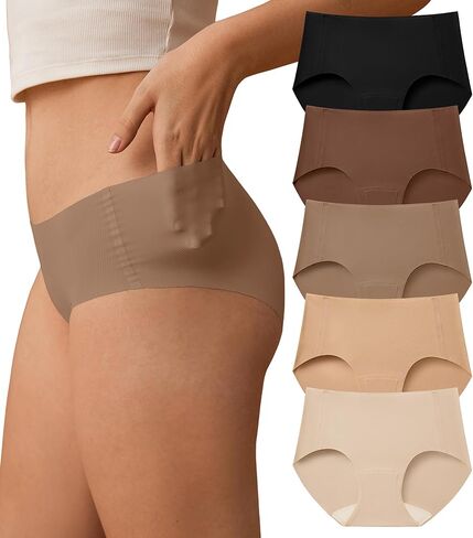 SHARICCA Womens Seamless Underwear No Show Hipster Panties Invisible Lightweight Nuage Bikinis Briefs Microfiber Pack in Saudi Arabia