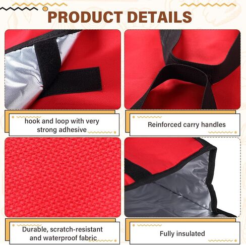 Mifoci 2 Pcs 20 x 20 x 6 Insulated Pizza Delivery Bag Pizza Warmer Bags Pizza Carrier Insulated Bags Hold 2-16" or 18" Pizza Boxes, for Catering Food Delivery, Restaurants, Cookouts (Gray) in Kuwait