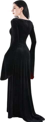 QRT Morticia addams زي ، فستان نساء فيلفيت ماكسي ، ساحرة قوطية عتيقة فستان طويل القديسة عائلة كوزبلاي حفلة كوكتيل in Saudi Arabia