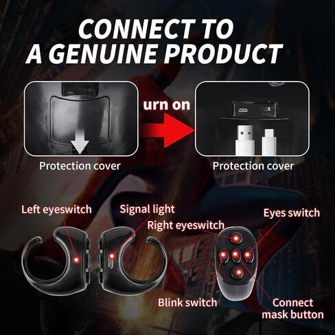 Spider Hero Mask with LED Lights Moving Eyes, Ring Remote, Halloween Role Play Mask Costume for Teens and Adults, Realistic Full Face Cosplay Prop for Christmas & Birthday Parties in Saudi Arabia