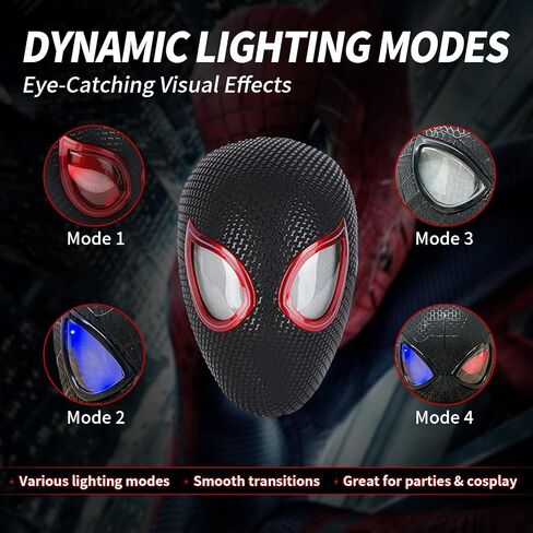Spider Hero Mask with LED Lights Moving Eyes, Ring Remote, Halloween Role Play Mask Costume for Teens and Adults, Realistic Full Face Cosplay Prop for Christmas & Birthday Parties in Saudi Arabia