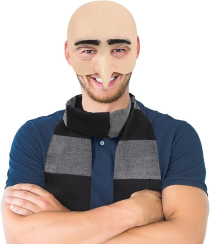 3Pcs Halloween Costume for Adult, 2025 Bald Cap for Men Halloween Black Gray Striped Scarf and Mesh Wig Cap,Cosplay Classic Characters Party Set in Saudi Arabia