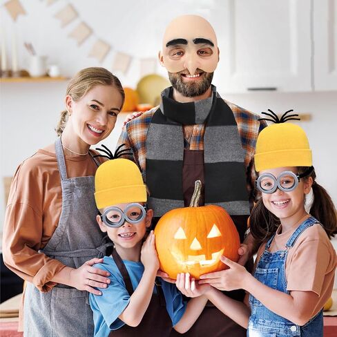 3Pcs Halloween Costume for Adult, 2025 Bald Cap for Men Halloween Black Gray Striped Scarf and Mesh Wig Cap,Cosplay Classic Characters Party Set in Saudi Arabia