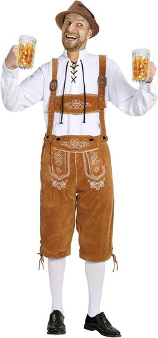 Toulite 6 PCS German Oktoberfest Costume مجموعة للرجال Lederhosen Superender Shirt Hat Socks Beer Stein for Festival in Saudi Arabia