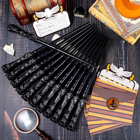 Light Up Wizard Magic Wands - 12PCS Illuminating Sound Witch Toy Wand Set with 12 Invitation Cards & Envelopes - for Kids Party Birthday Gifts, Mixed in Saudi Arabia