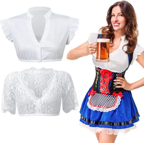2 PCS Women Oktoberfest Dirndl Blouse German Dirndl Blouse Beer Beer Top for Bavarian Traditary Assume in Kuwait