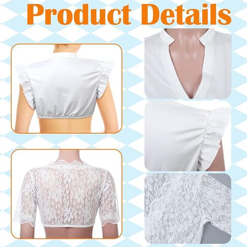 2 PCS Women Oktoberfest Dirndl Blouse German Dirndl Blouse Beer Beer Top for Bavarian Traditary Assume in Kuwait