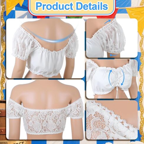 2 PCS Women Oktoberfest Dirndl Blouse German Dirndl Blouse Beer Beer Top for Bavarian Traditary Assume in Kuwait