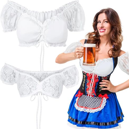 2 PCS Women Oktoberfest Dirndl Blouse German Dirndl Blouse Beer Beer Top for Bavarian Traditary Assume in Kuwait